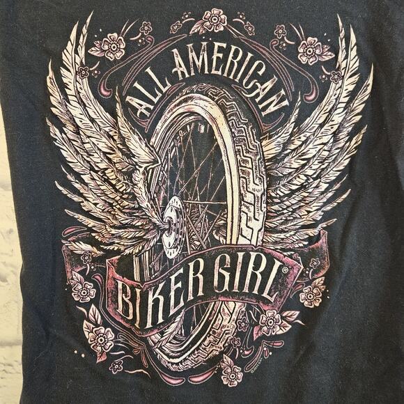 Hot Leathers All American Biker Girl Alter Ego Graphic Tee Size Large - Picture 2 of 5